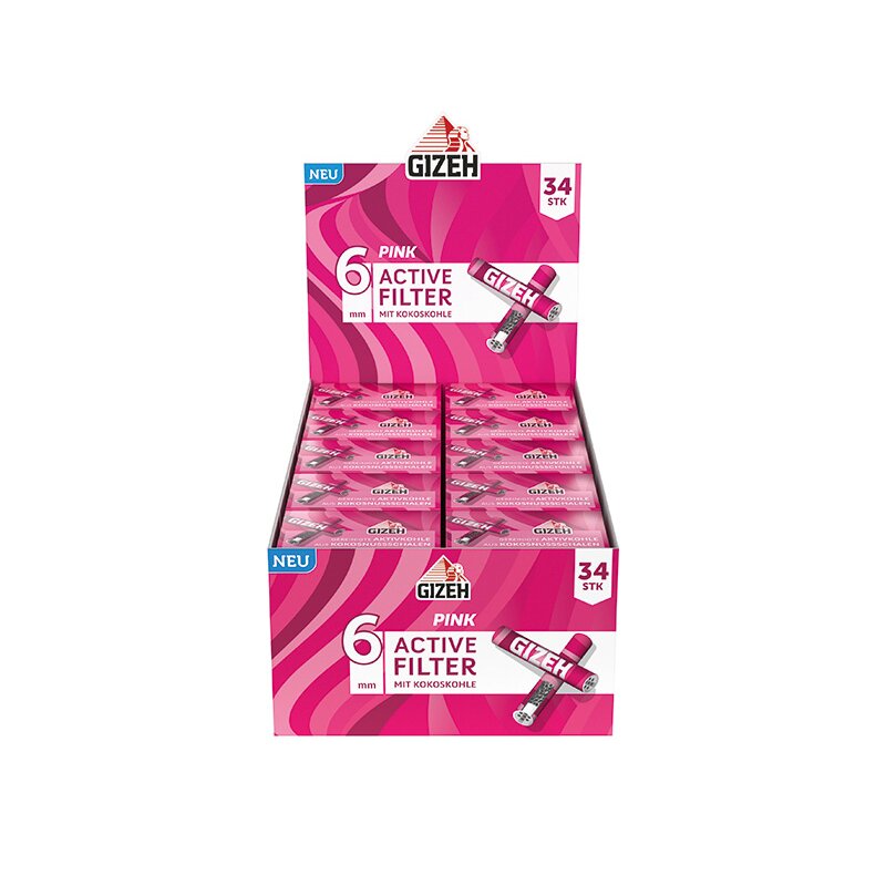 Ø Size Kokoskohle, mit 6 Gizeh Stück, mm, Aktivkohlefilter € 34 Pink 5,89